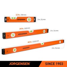 JORGENSEN 3 PIEZAS 12"/24"/48" Aluminio Niveles de Espíritu Niveles de Torpedo 45°/90°/180°