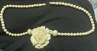 Vintage White Resin Rose. Hand Beaded Statement Necklace 18” — photo 4