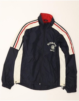 SPALDING Herren Grafik Regenjacke UK 36 Small Navy Blau Colourblock Nylon DG02