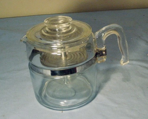 VTG PYREX Flameware # 7756 6-Cup stovetop coffee percolator  pot Complete MCM