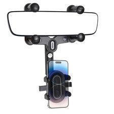 Rear View Mirror Phone Holder for Car, 360 Rotatable Retractable Car Rearvie...