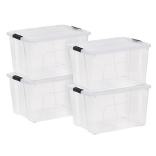 60 Qt. Plastic Storage Bins with Lids, Stackable Storage Containers, Totes,