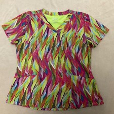 Barco One Scrub Top Large Womens Green Active Colorful