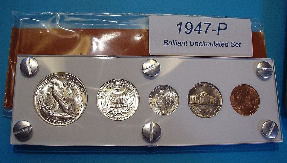 1947 MINT SILVER SET of U.S. COINS LUSTROUS CHOICE to GEM BRILLIANT UNCIRCULATED - Image 2 of 4