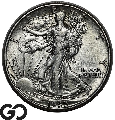 1939-D Walking Liberty Half Dollar, Choice AU+