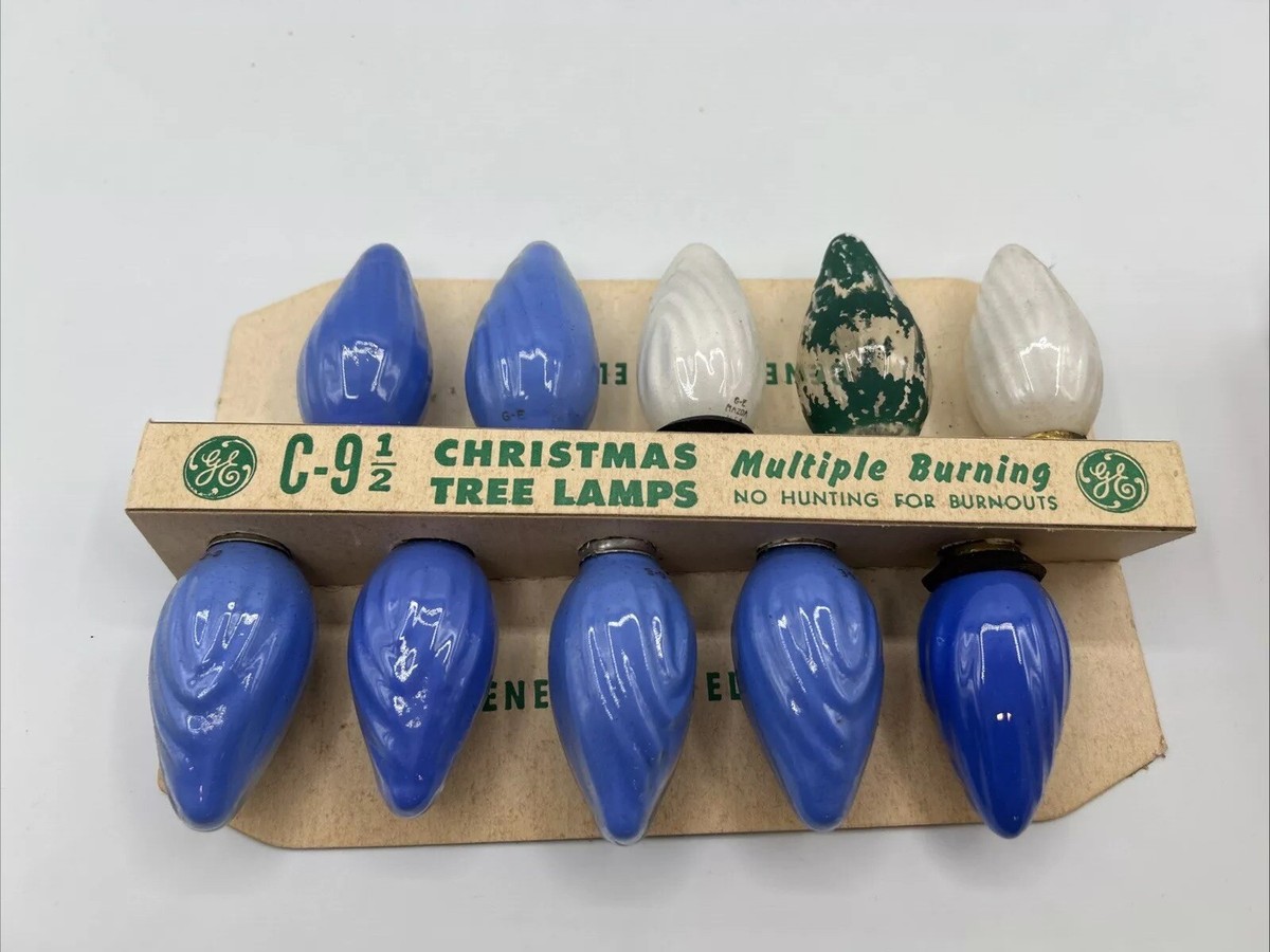 10 Vintage C9 C-9 Multi Color GE Swirl Flame Christmas Lights