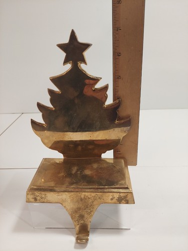 Brass 7" Christmas Tree Stocking Hanger Holder Hook Mantle Metal - Picture 4 of 12