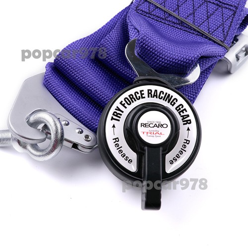 Cinturón de seguridad de carreras púrpura RECARO 4 puntos 3" cinturón de seguridad de liberación rápida arnés a presión - Imagen 6 de 9