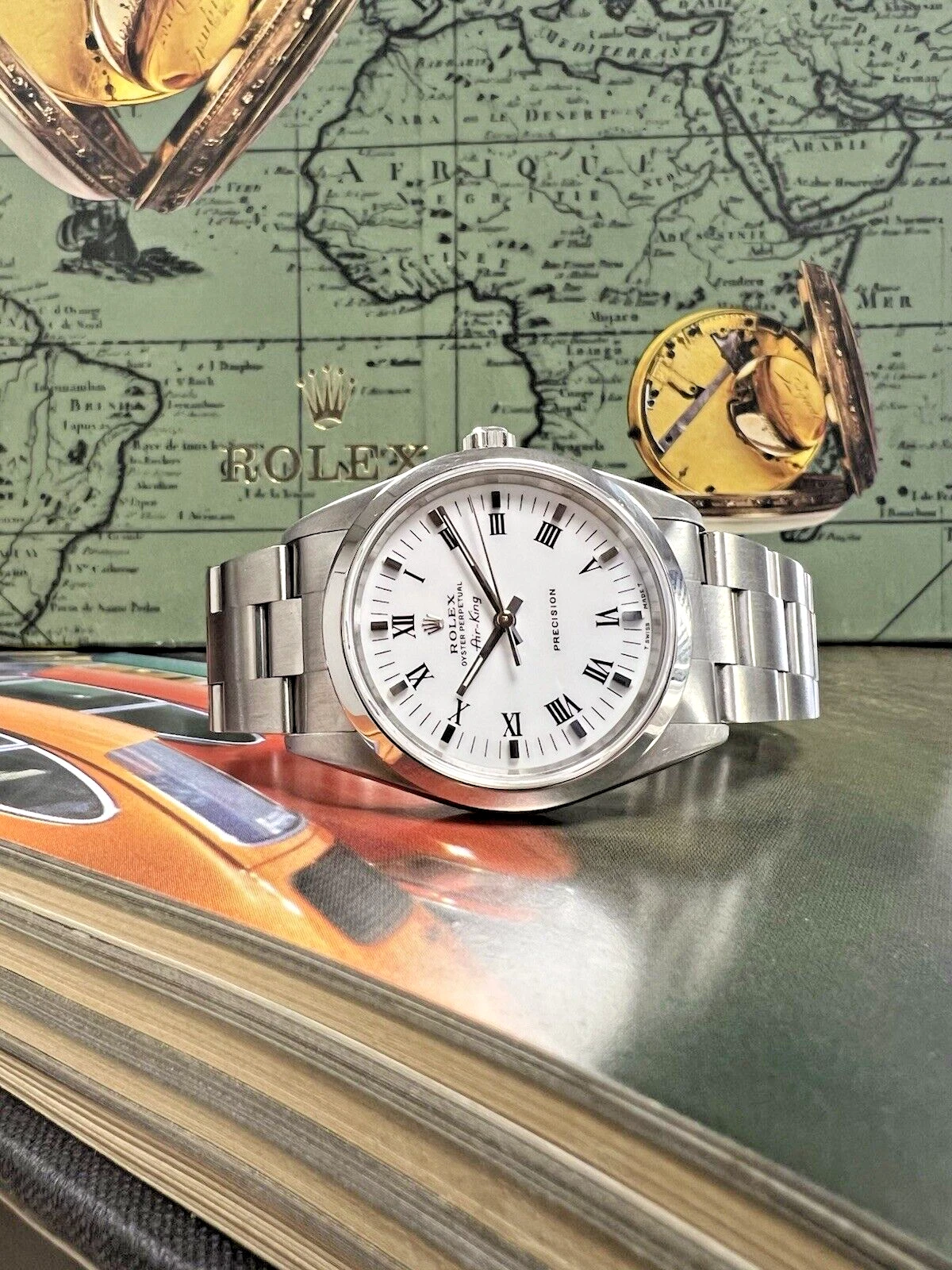 Rolex Oyster Perpetual Air King Precision 14000M White Roman 34mm Watch C' 2003