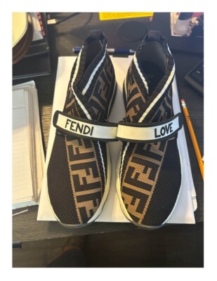Fendi Women's Brown and Black WGO Rockoko FF Mtifa Inlay Sneakers