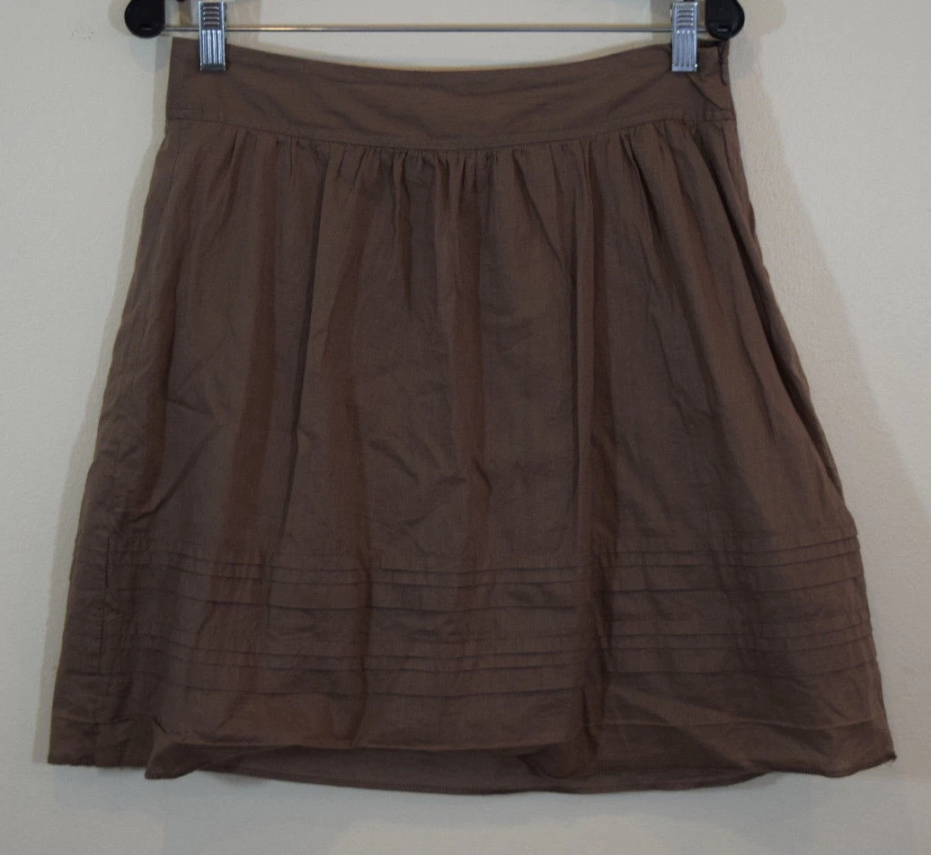 Ann Taylor Loft Women's Knee Length A Line Solid Brown Skirt 4