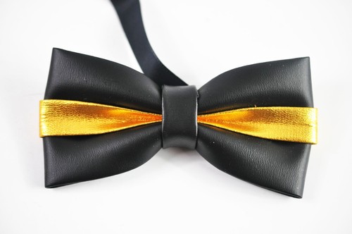 New Mens PVC Faux Leather Shining Bow Tie Bowties Wedding Party over 10 Colors - Picture 6 of 37