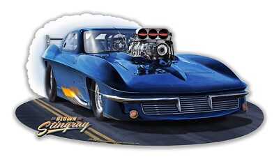 '63 CORVETTE STINGRAY DRAG RACING GASSER Metal Sign by Larry Grossman
