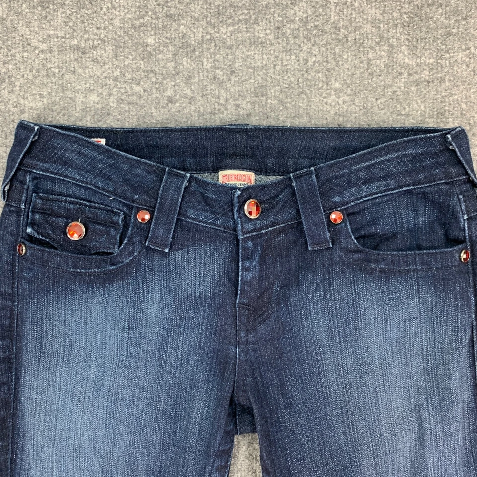 Jean True Religion para mujer 27 lavado oscuro Becky Bootcut cristal embellecido bolsillos Foto 3 de 4