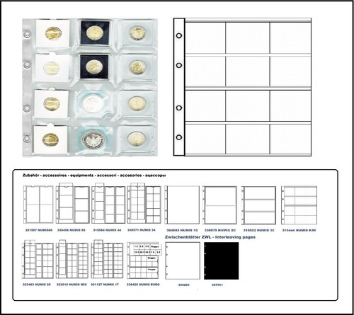 Leuchtturm OPTIMA Numismatic Coin Holder Sheets - Clear 54-Pocket Pages For Coins Up To 20mm