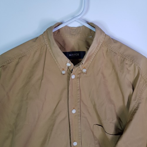 Vintage Marcs Sydney Canvas Shirt Mens L Beige Long Sleeve Regular Fit - Foto 2 di 14