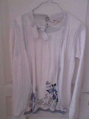 ENSEMBLE TWIN SET BLANC BLEU KENZO TAILLE 14 ANS COMME NEUF - Photo 1/2