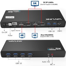 WAVLINK Dual HDMI Dual DP DisplayLink Docking Station USB C Hub RJ45 6 USB 3.0