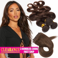 Brown Straight/Wavy Human BRAZILILAN Remy Hair Extensions Virgin Weave 3 bundles