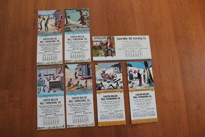 Vintage Lot of 7 Advertising Calendar Cards 1950's  -Brown & Bigelow - Hillbilly
