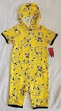 New Pokemon Pikachu Suit One Piece Pajamas Costume Sleepwear Youth 4-5 XS Hooded