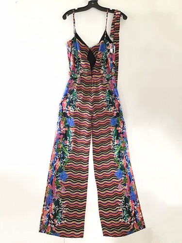 SALONI Loretta Belted Printed Floral Silk Multi Color Wide-leg Jumpsuit U.S. 4 - Picture 3 of 3