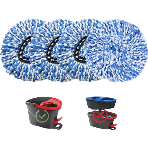 Efficient & Soft Microfiber Mop Head Refills - Pack of 4 for Smooth Surfaces