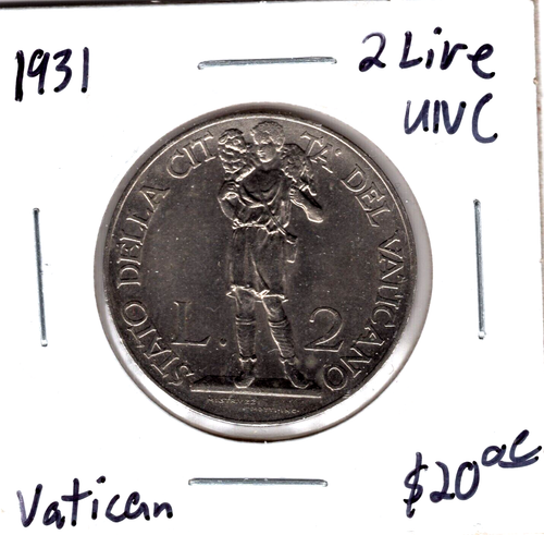 1931 Vatican City 2 Lire Coin - UNC
