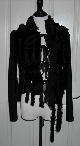 NWT Alberta Ferretti Women's Fur & Wool Jacket Size 40 ( US 6 ) Color Black