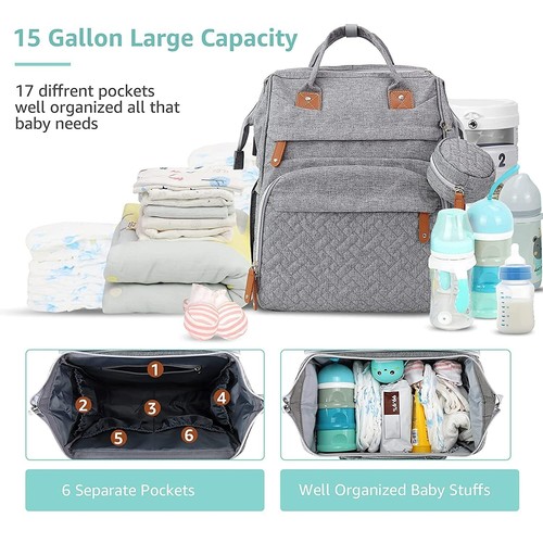 Large Diaper Bag Backpack Diaper Bags for Baby Girl Boy Multifunctional Backpack - Picture 4 of 9