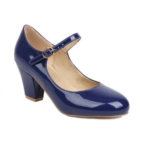 Women's Chunky Heel Ankle Strap Shoes Ladies Court Pump Mary Jane Office Sandals - Picture 15 of 32