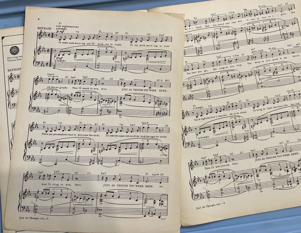 Partituras vintage 1942, Just As Though You Were Here - Imagem 4 de 4