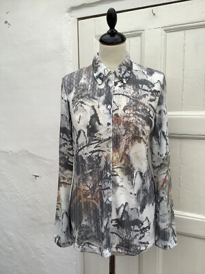 Erfo Damen Feinstrick Button Down Bluse Shirt 40/UK14 90£ neu ohne Etikett