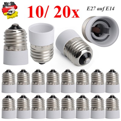 10 ~ 20x Lampensockel Adapter E27 auf E14 Fassung Stecker Glühbirne Konverter DE