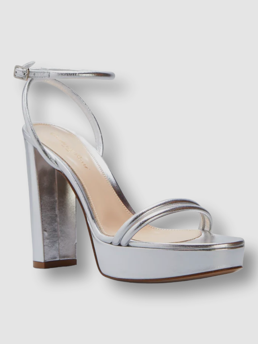 シューズ・サンダルその他 GIANVITO ROSSI Woman High heel shoes Silver $795 Gianvito Rossi Women's Silver Metallic Platform Heel