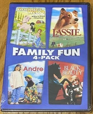 Family Fun 4 Pack Lassie/Andre/ Black Beauty/Charlotte’s 2 DVD New