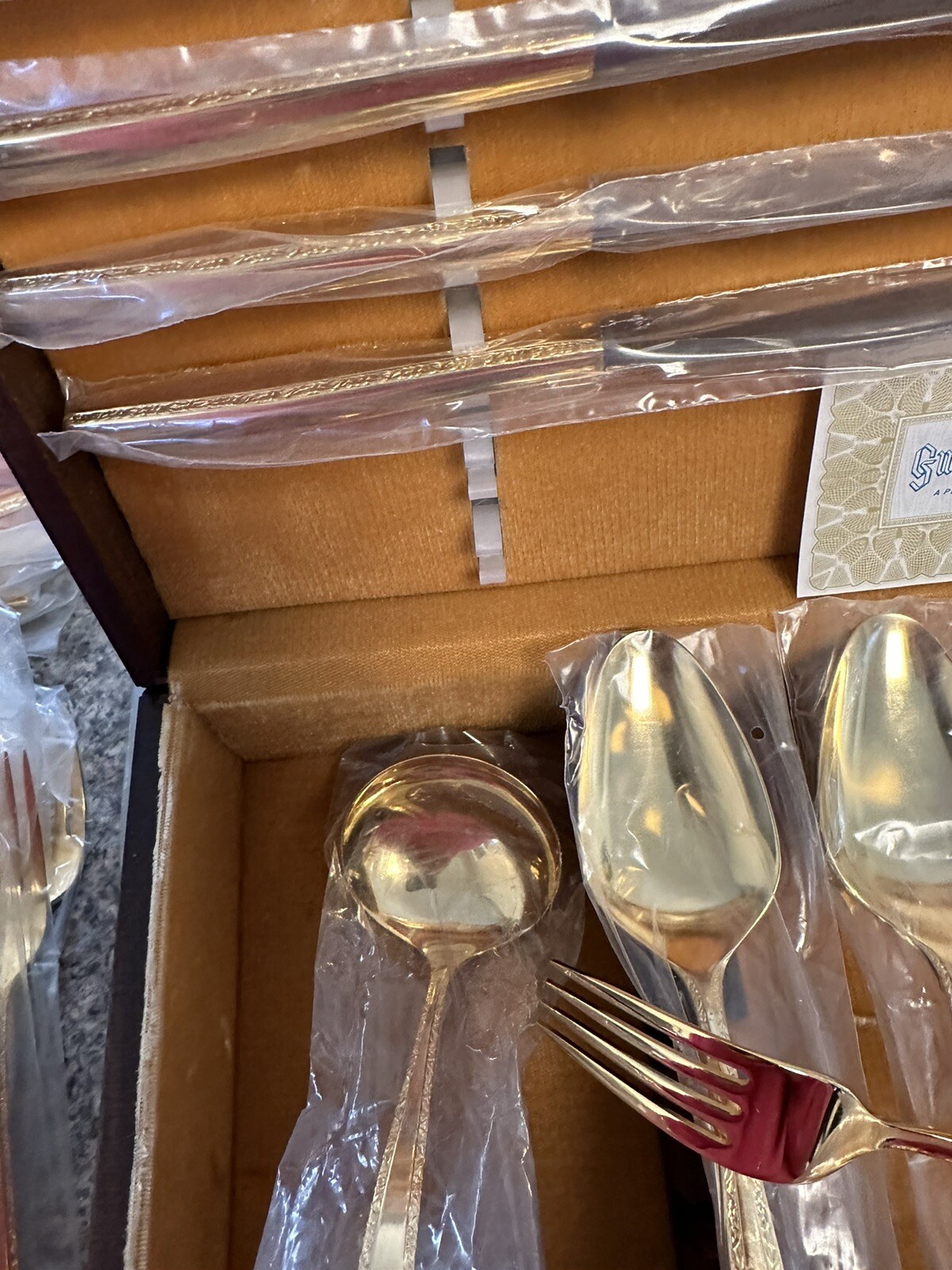 Gold Flatware 52 Piece Wood Box Intl Silver Golden Fascination
