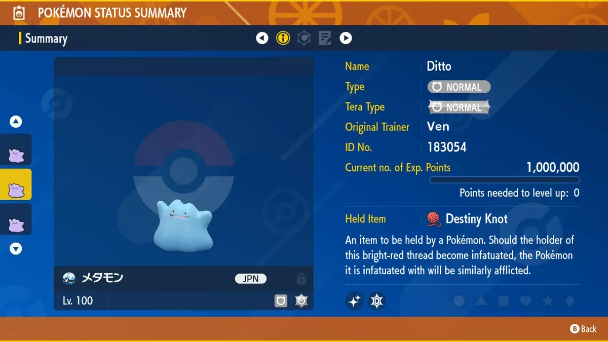 6IV Shiny Ditto Japanese or English Pokemon Scarlet and Violet