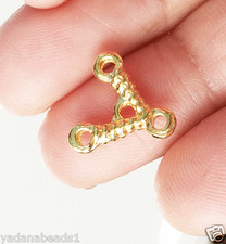 20 pcs of light gold connector link with 3 loops 14x13mm