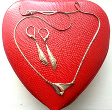 Schmuck Set: 925 Silber Collier und Ohrringe mit Zirkonia und Teilvergoldung