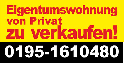 wetterfestes Banner mit Ösen Eigentumswohnung von Privat zu verkaufen 100x50cm