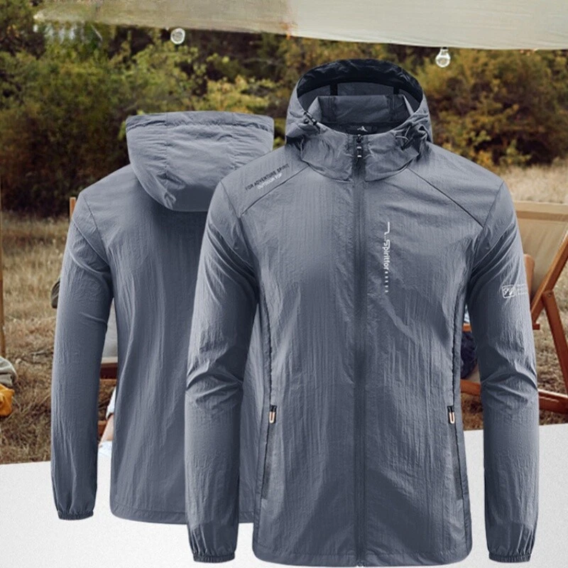 Men Sun Protection Zip Jacket Hoodie Coat Quick Dry Fishing Long Sleeve Tee Tops - Image 3 of 4