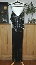 New Love & Other Things Black Sequin 20's Tassel Hem Party And Evening Dress S