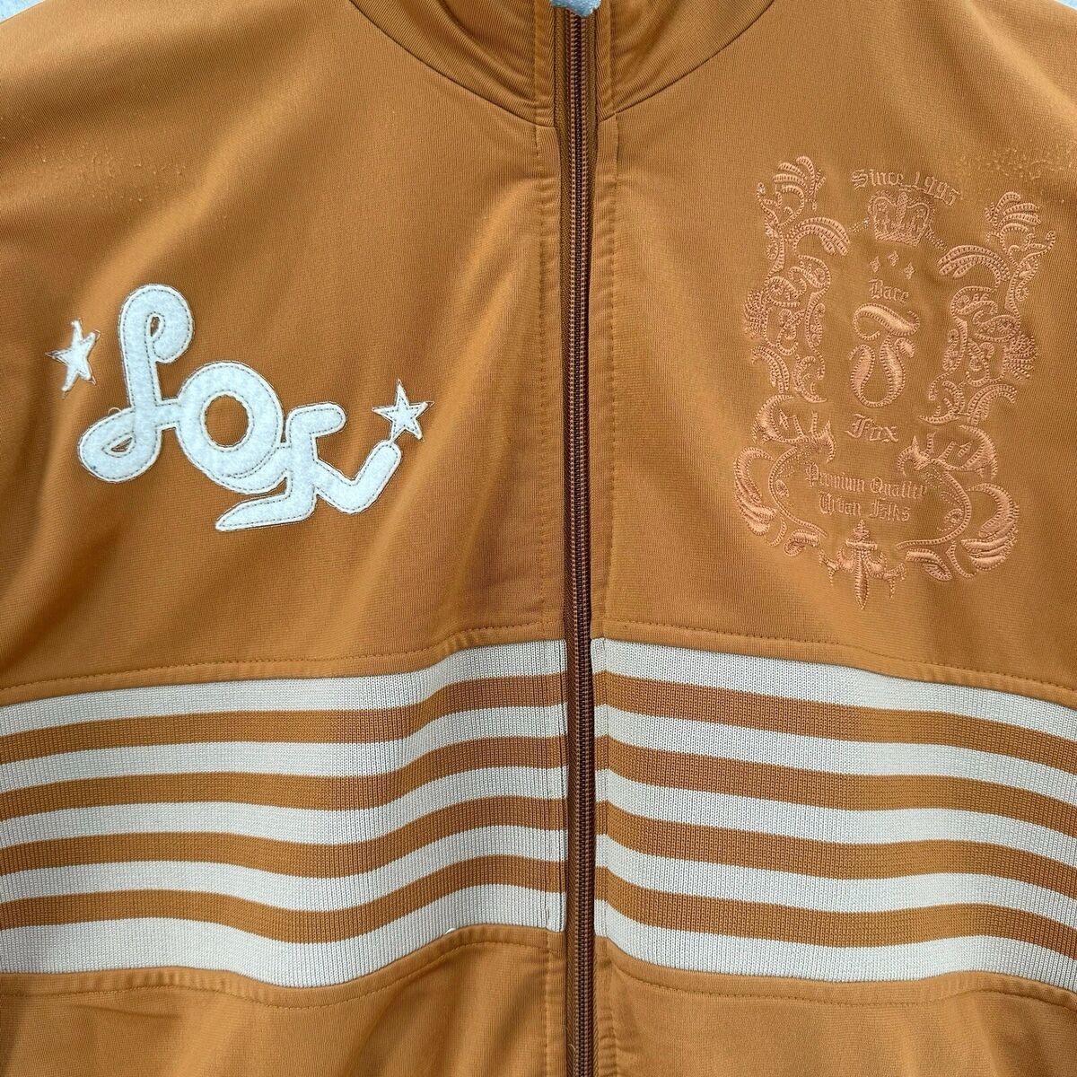 VINTAGE Retro Fox Track Jacket Mens Large Warm Up Brown Tan VINTAGE Retro Fox Track Jacket Mens Large Warm Up Brown Tan