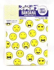 New White and Yellow Emoji Bandana - 100 Cotton - 22" x 22" - NWT