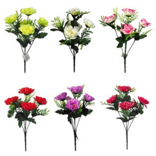 ARTIFICIAL SILK FLOWERS SMALL FILLER CARNATION BUNCH 6 COLOURS Indoor / Outdoor