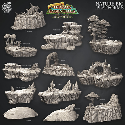 3D Printed Cast n Play Terrain Essentials Nature - Nature Big Platforms Set 28mm