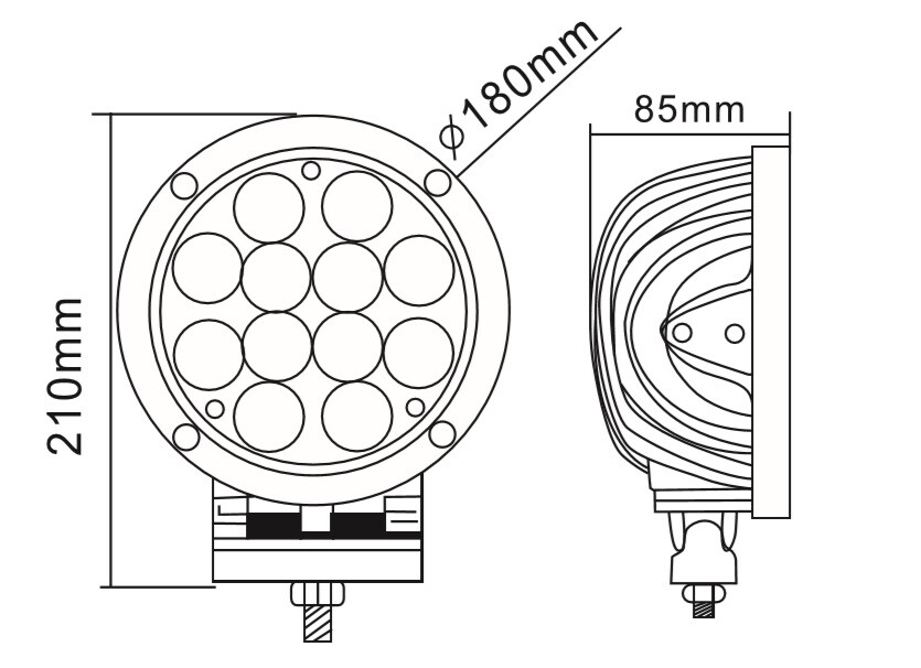 Fari Proiettori Supplementare 12 LED 12/24v Ø 18 Cm 60W Spot 6500k 4x4 Auto - Miniatura 9