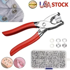 100pcs Prong Pliers Ring Press Studs Snap Popper Fasteners Sewing DIY Tool Kit