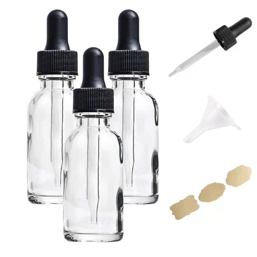 Poadool 3 Pack 1oz 30ml Clear Dropper Bottles Tincture Bottles with Dropper C...